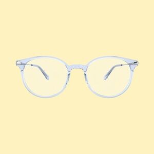 Dicaprio Crystal Blue Round Eyeglass Frames Clear Light Blue Silver 49-18-140